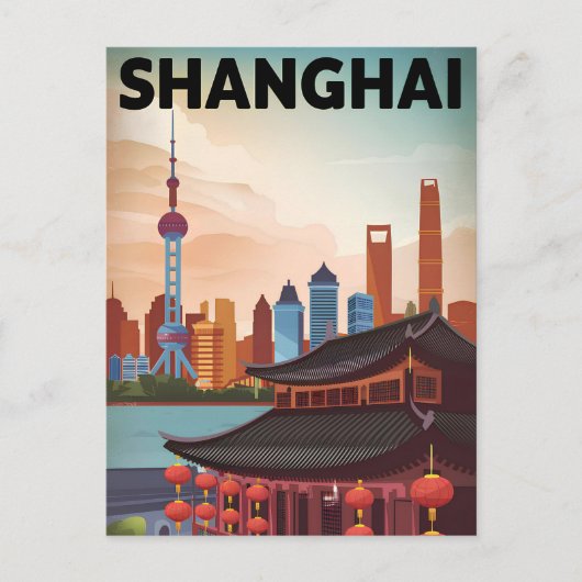 Vintage van Shanghai Briefkaart (Voorkant)