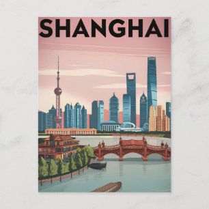 Vintage van Shanghai Briefkaart