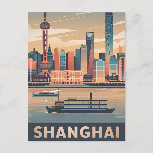 Vintage van Shanghai Briefkaart (Voorkant)