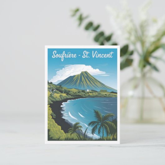 Vintage van Soufrière Saint Vincent Briefkaart (Staand voorkant)