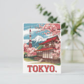 Vintage van Tokyo Mount Fuji Briefkaart (Staand voorkant)