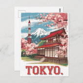 Vintage van Tokyo Mount Fuji Briefkaart (Voorkant / Achterkant)