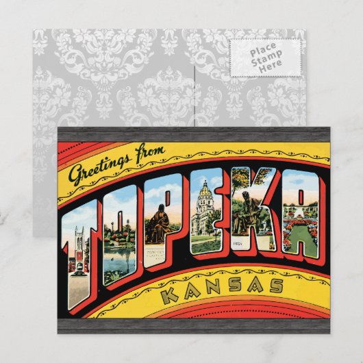 Vintage van Topeka Kansas Briefkaart (Voorkant / Achterkant)