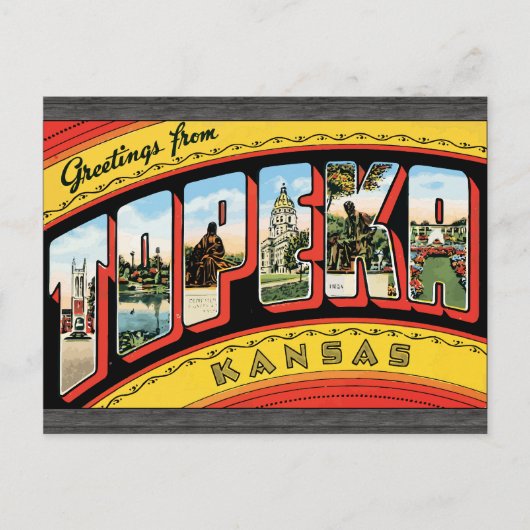 Vintage van Topeka Kansas Briefkaart (Voorkant)
