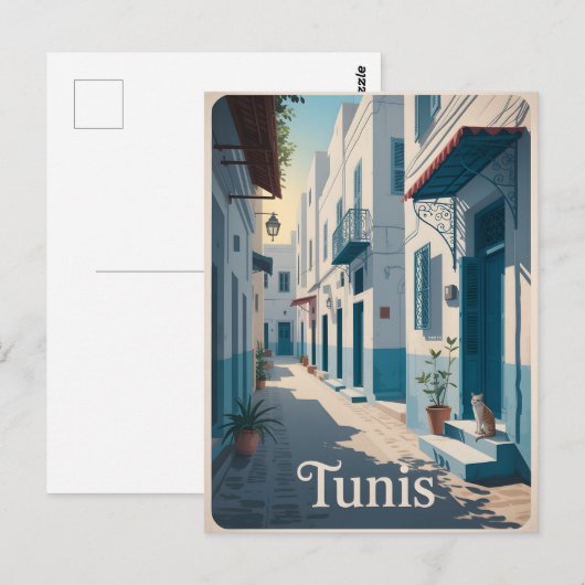 Vintage van Tunis Briefkaart (Voorkant / Achterkant)