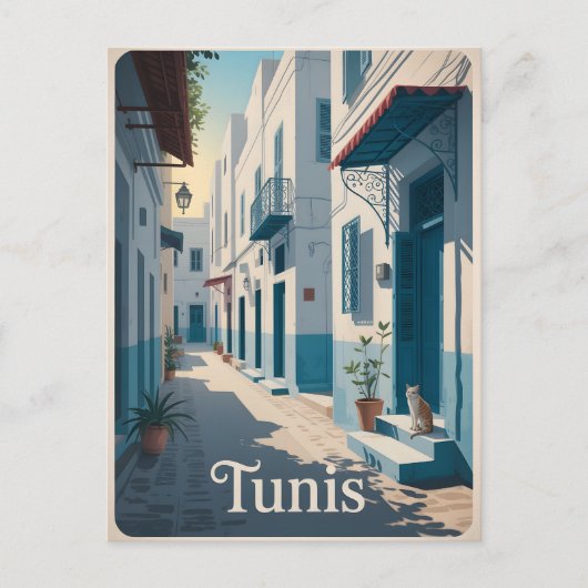Vintage van Tunis Briefkaart (Voorkant)