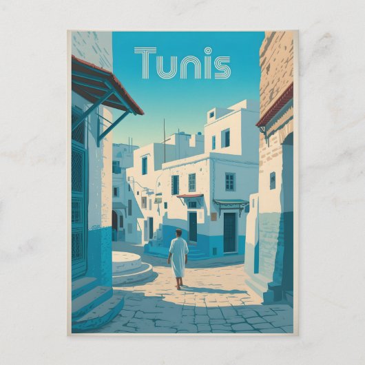 Vintage van Tunis Briefkaart (Voorkant)