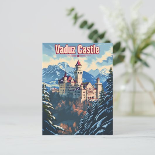 Vintage van Vaduz Castle Briefkaart (Staand voorkant)