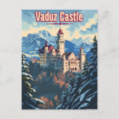 Vintage van Vaduz Castle Briefkaart (Voorkant)