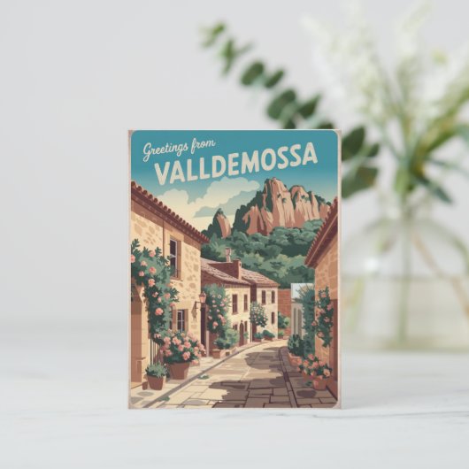 Vintage van Valldemossa Mallorca Briefkaart (Staand voorkant)