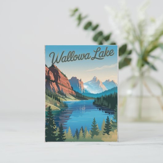 Vintage van Wallowa Lake Briefkaart (Staand voorkant)