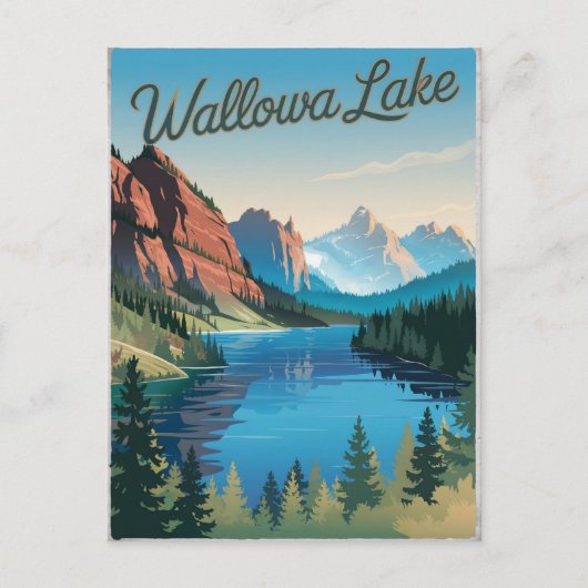 Vintage van Wallowa Lake Briefkaart (Voorkant)
