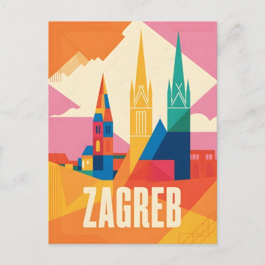 Vintage van Zagreb Briefkaart (Voorkant)