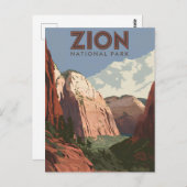 Vintage van Zion National Park Briefkaart (Voorkant / Achterkant)