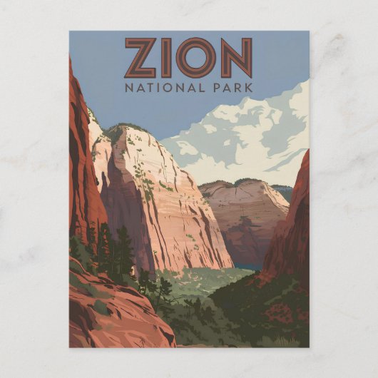 Vintage van Zion National Park Briefkaart (Voorkant)