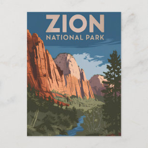Vintage van Zion National Park Briefkaart