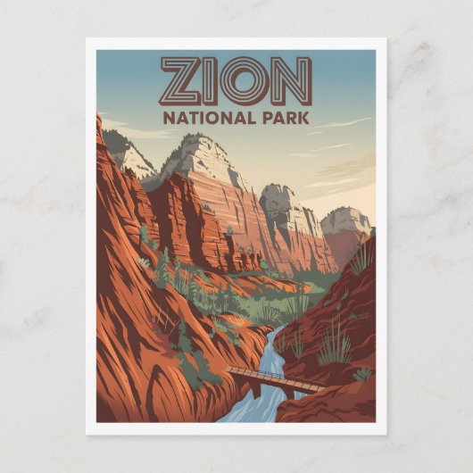Vintage van Zion National Park Briefkaart (Voorkant)