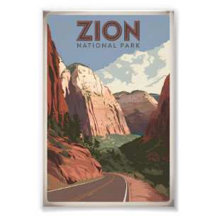 Vintage van Zion National Park Foto Afdruk