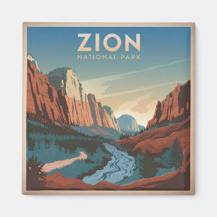 Vintage van Zion National Park Magneet