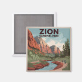 Vintage van Zion National Park Magneet (Voorkant / Achterkant)