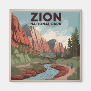 Vintage van Zion National Park Magneet