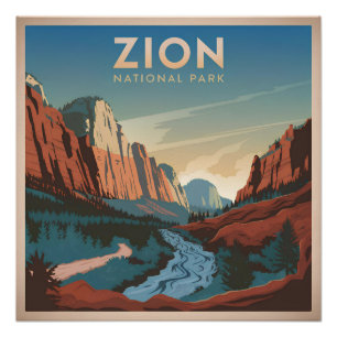 Vintage van Zion National Park Perfect Poster