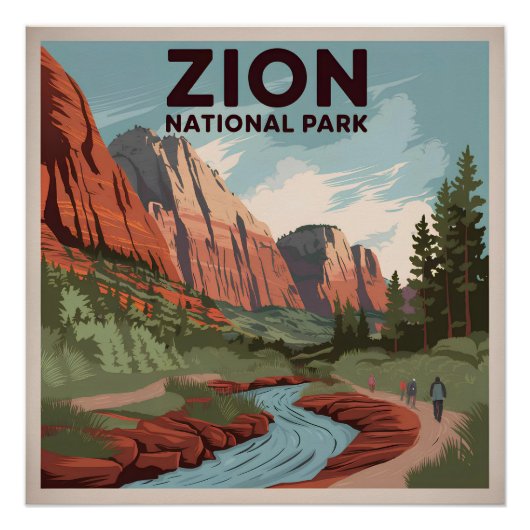 Vintage van Zion National Park Perfect Poster (Voorkant)