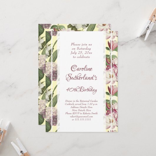 Vintage van Zuid-Belle Magnolia Garden Botanisch Kaart (Voorkant / Achterkant in situ)