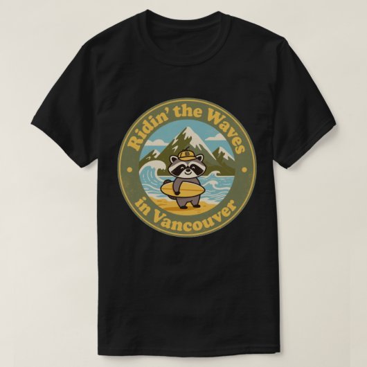 Vintage Vancouver Wasbeer Surfer T-shirt (Design voorkant)
