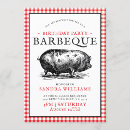 Vintage Varkens Picknick Stijl | Verjaardag Barbec Kaart