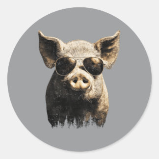 Vintage Varkens Vaderdag Voor Mannen Liefhebbers G Ronde Sticker