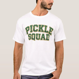 Vintage Varsity Pickle Squad Patroon Typografie T-shirt
