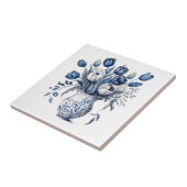 Vintage Vase Flower Blue Chinoiserie  Tegeltje (Zijkant)