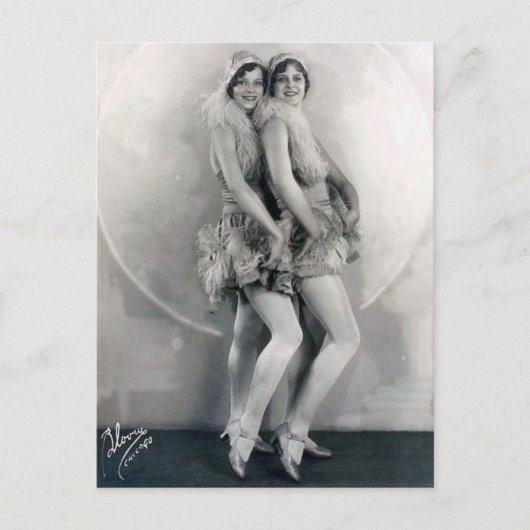 Vintage Vaudeville Dance Duo Feather Boas Briefkaart (Voorkant)