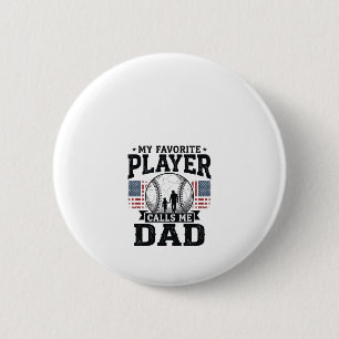 Vintage Vector Ontwerp Favoriete Honkbalspeler Vad Ronde Button 5,7 Cm