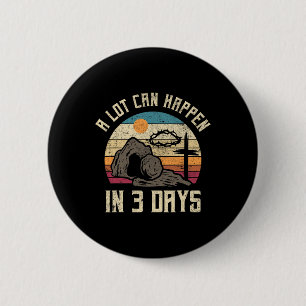 Vintage Veel Kan Gebeuren In 3 Dagen Christelijk P Ronde Button 5,7 Cm
