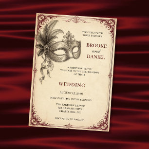 Vintage Veer Maskerade Rol Bruiloft Kaart