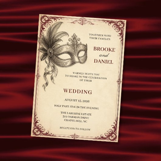 Vintage Veer Maskerade Rol Bruiloft Kaart