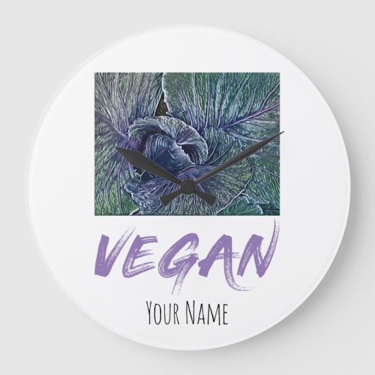 Vintage Vegan Red Cabbage Grote Klok (Voorkant)