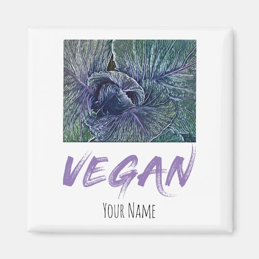 Vintage Vegan Red Cabbage Magneet (Voorkant)