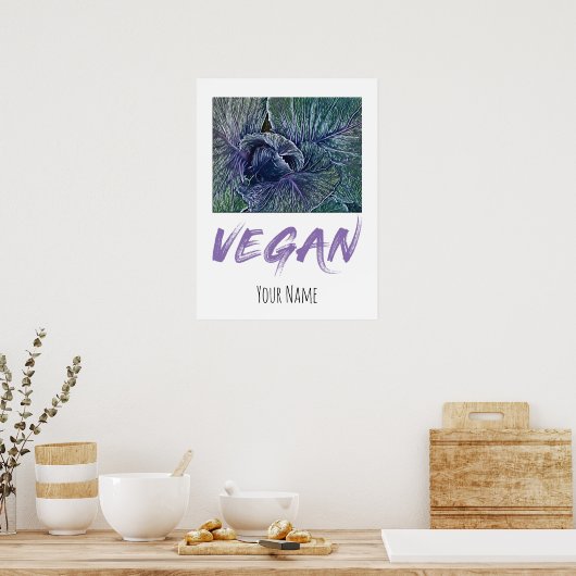 Vintage Vegan Red Cabbage Poster (Keuken)