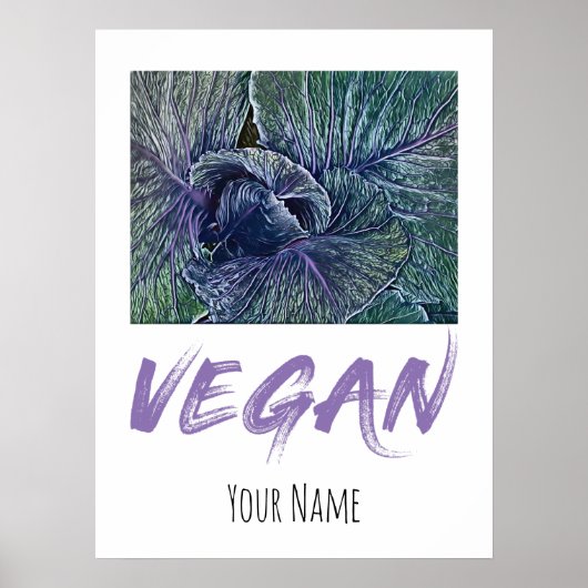 Vintage Vegan Red Cabbage Poster (Voorkant)