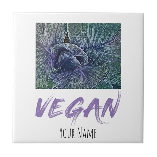 Vintage Vegan Red Cabbage Tegeltje (Voorkant)