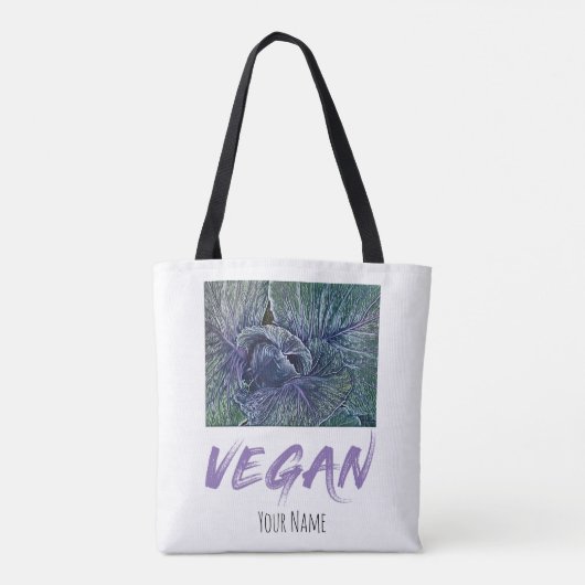 Vintage Vegan Red Cabbage Tote Bag (Achterkant)