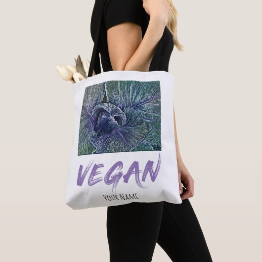 Vintage Vegan Red Cabbage Tote Bag (Dichtbij)