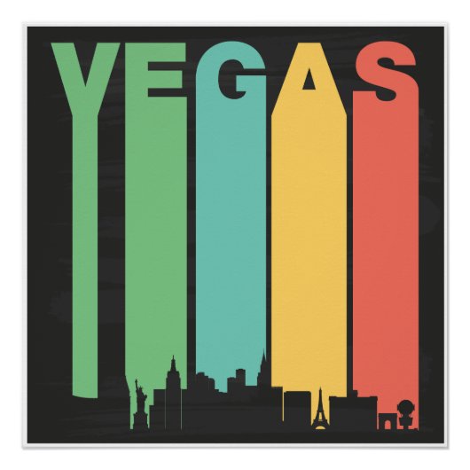 Vintage Vegas Cityscape Poster (Voorkant)