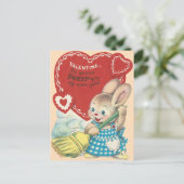 Vintage Vegend Konijntje Valentijn Feestdagenkaart (Staand voorkant)