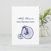 Vintage Velocipede Penny Farthing Bicycle Bike Blu Kaart (Staand voorkant)