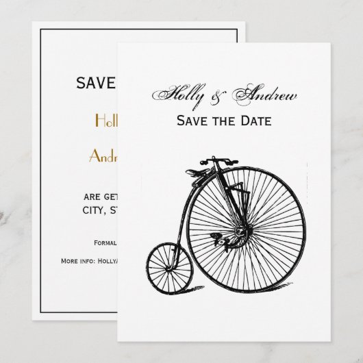 Vintage Velocipede Penny Farthing Bicycle Bike Kaart (Voorkant / Achterkant)