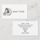 Vintage Velocipede Penny Farthing Bicycle Bike Visitekaartje (Voorkant / Achterkant)